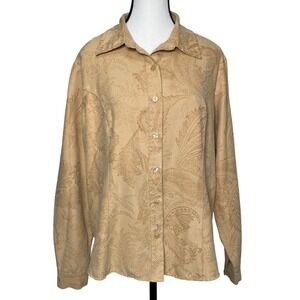 Paisley Embossed Womens Button Down Shirt Size XL Western Boho Cottage‎ Classic